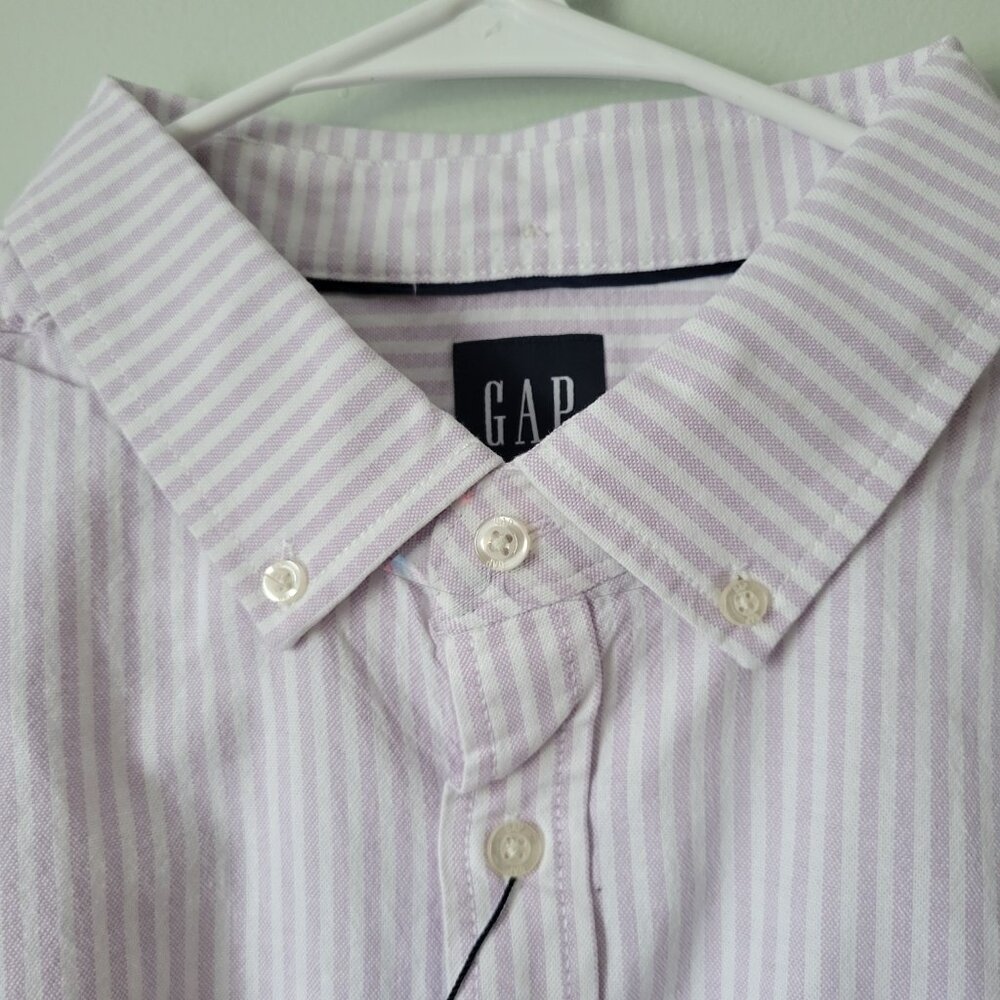 GAP Oxford Shirt Men's Purple/White Striped Button Down Dress Shirt NWT - Picture 3 of 9
